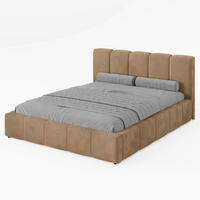 POLSTERBETT FERRO 160/200 cm, in Beige, Velours-Stoff, gepolstertes Kopfteil, Lattenrost, Bettkasten - Beige, Textil (180/200cm) - Barchello