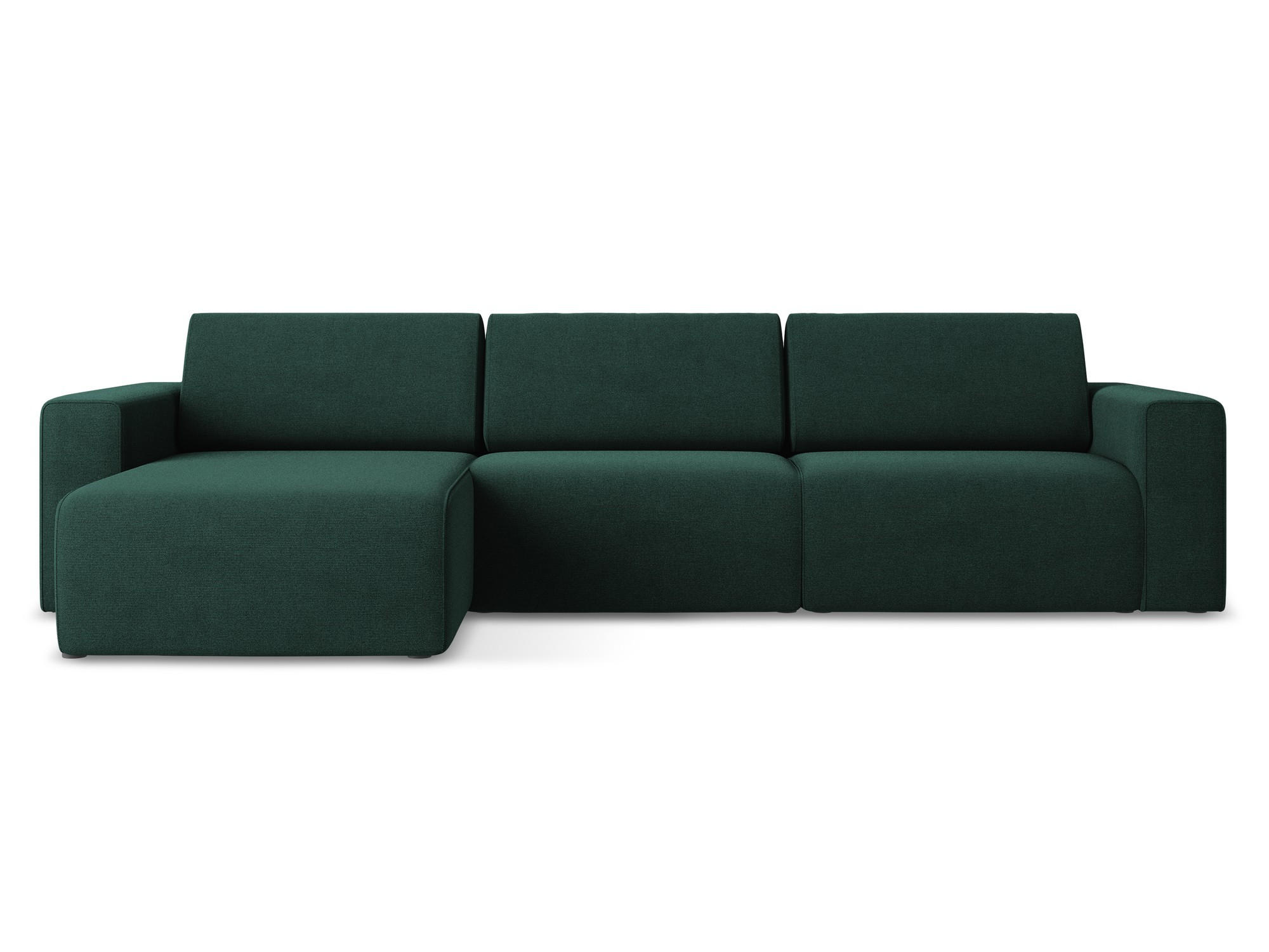 ECKSOFA Links Strukturstoff Stoff Grün - Dunkelgrün/Schwarz, Kunststoff/Textil (167/314cm) - Makamii