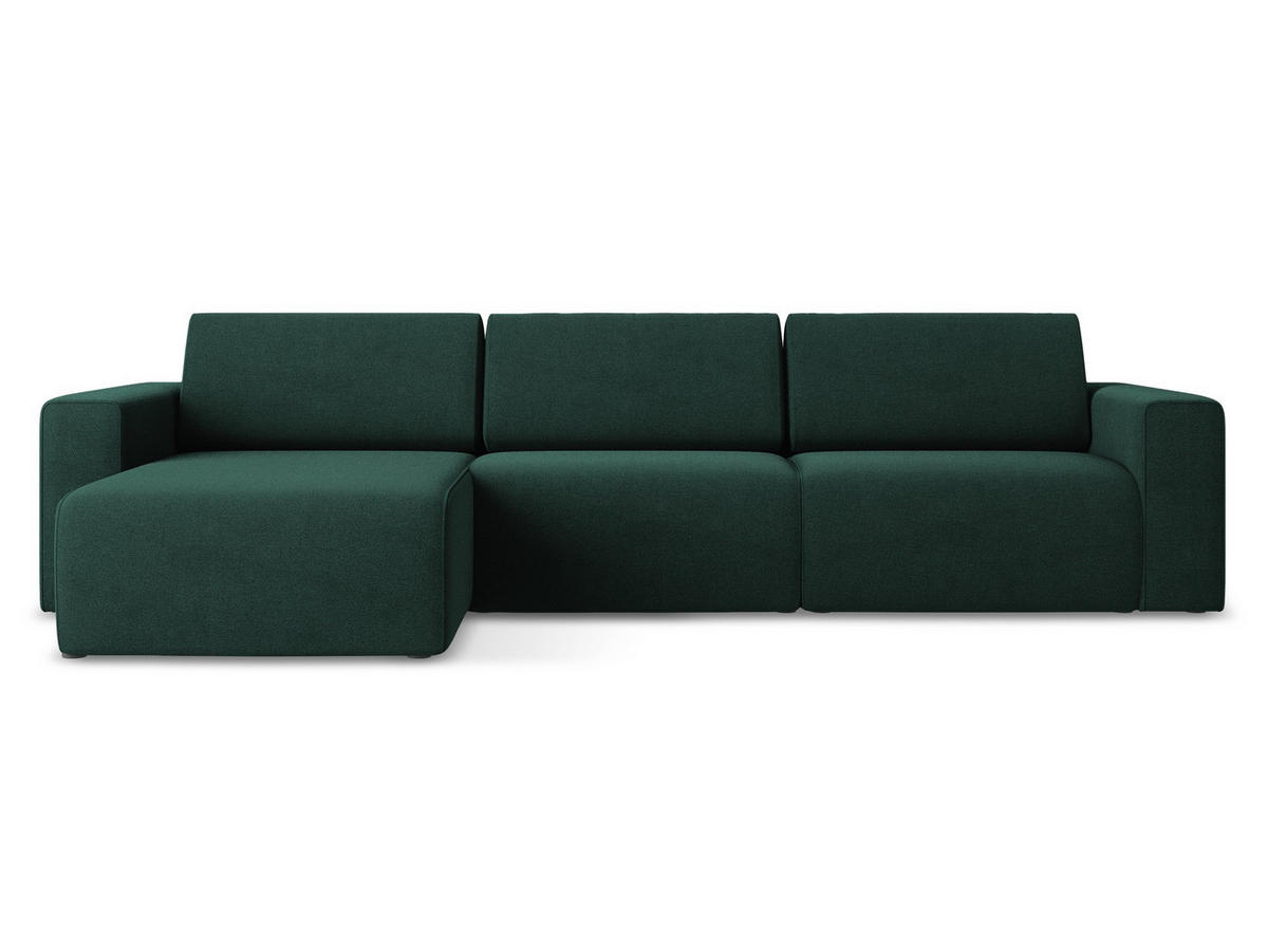 ECKSOFA Links Strukturstoff Stoff Grün - Dunkelgrün/Schwarz, Kunststoff/Textil (167/314cm) - Makamii