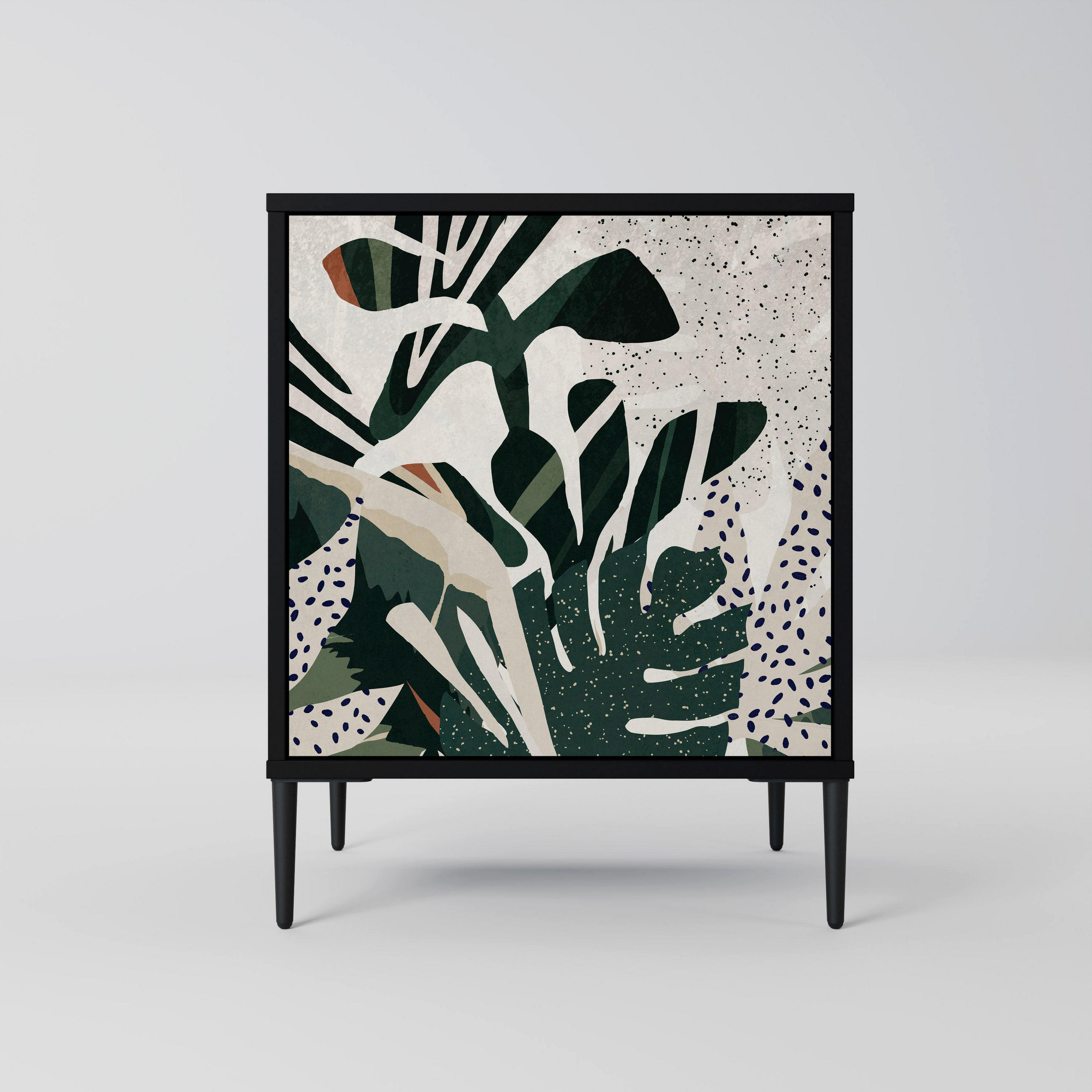 SIDEBOARD VERDURE FORMATION, Schwarz, 57,5x42x72,5 cm, Schwarze Metallfüße - Multicolor/Schwarz, Holzwerkstoff/Metall (57.5/72.5/42cm) - SpaceRebels