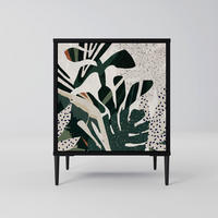 SIDEBOARD VERDURE FORMATION, Schwarz, 57,5x42x72,5 cm, Schwarze Metallfüße - Multicolor/Schwarz, Holzwerkstoff/Metall (57.5/72.5/42cm) - SpaceRebels