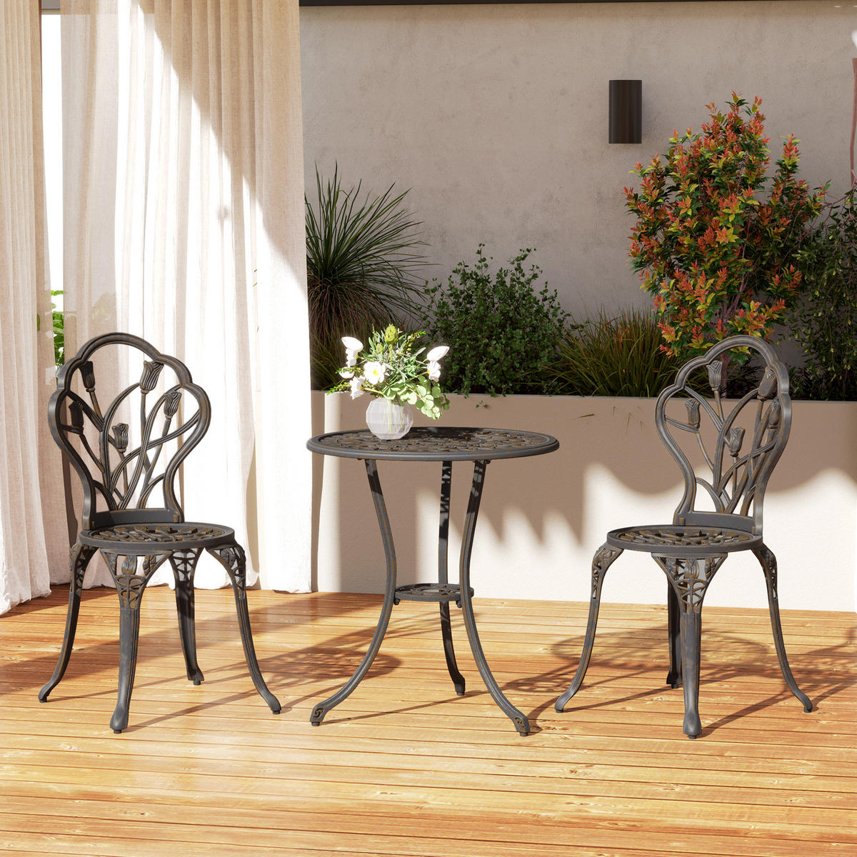 GARTEN-BEISTELLTISCHSET Bronze 3 Stück - Bronzefarben, Naturmaterialien (60/60/67cm) - GiPP