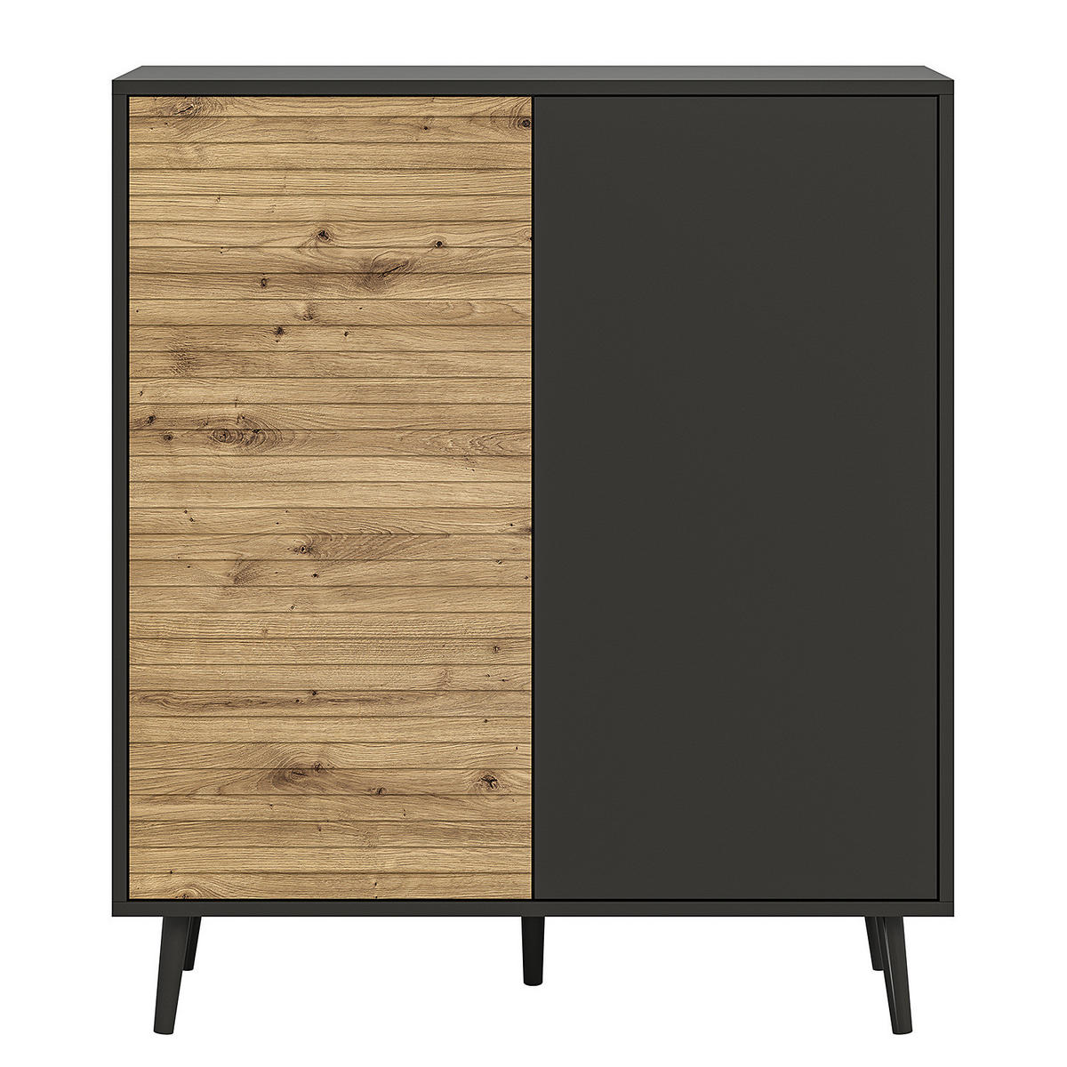 KOMMODE - Schwarz / Eiche Artisan Dekor - Eichefarben/Schwarz, Holzwerkstoff (104/112/42cm) - home24