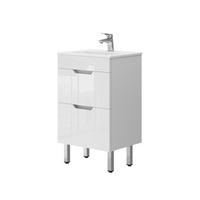 WASCHTISCHKOMBI Clayton, Weiß Hochglanz, 2 Teile, mit Waschbecken und 2 Schubladen - Weiß, Holzwerkstoff (49/81/39cm) - Vicco