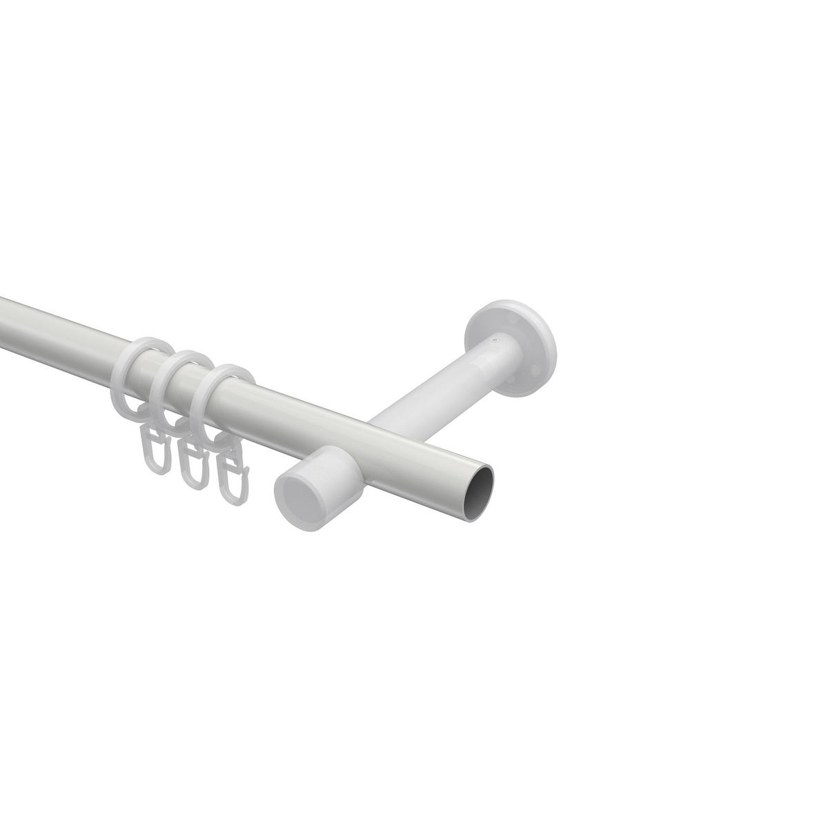 GARDINENSTANGEN-SET Prestige Estana 140 cm, 1-läufig, 20 mm Ø Weiß - Weiß, Metall (140cm) - INTERDECO
