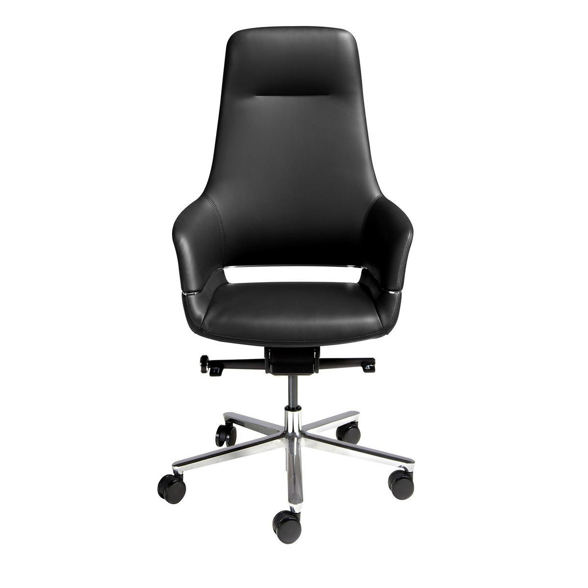 CHEFSESSEL Drehbarer aus schwarzem Kunstleder 66/62/123 cm - Silberfarben/Schwarz, Leder/Textil (66/123/62cm) - ANGEL CERDA