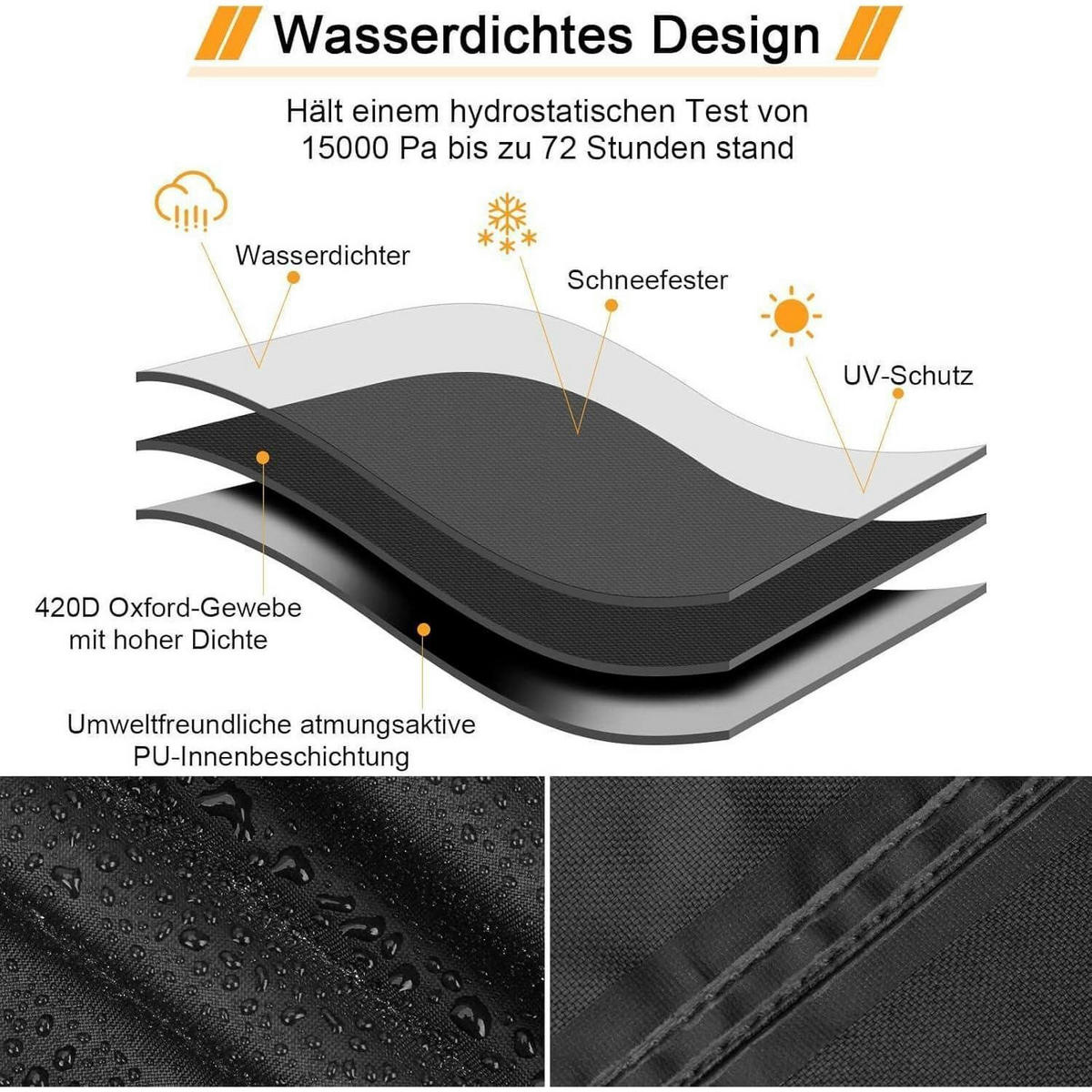 GARTENSTUHL Abdeckung 420D Oxford 70 x 70 x 80/120 cm - Schwarz, Textil (70/120/70cm)