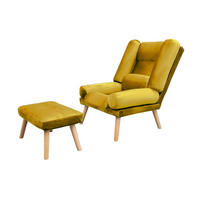 SESSEL Lola mit Fußhocker Rückenlehne 5-stufig einstellbar, gelb - Gelb, Holz/Kunststoff (75/100/60cm) - Margaret Hadas24