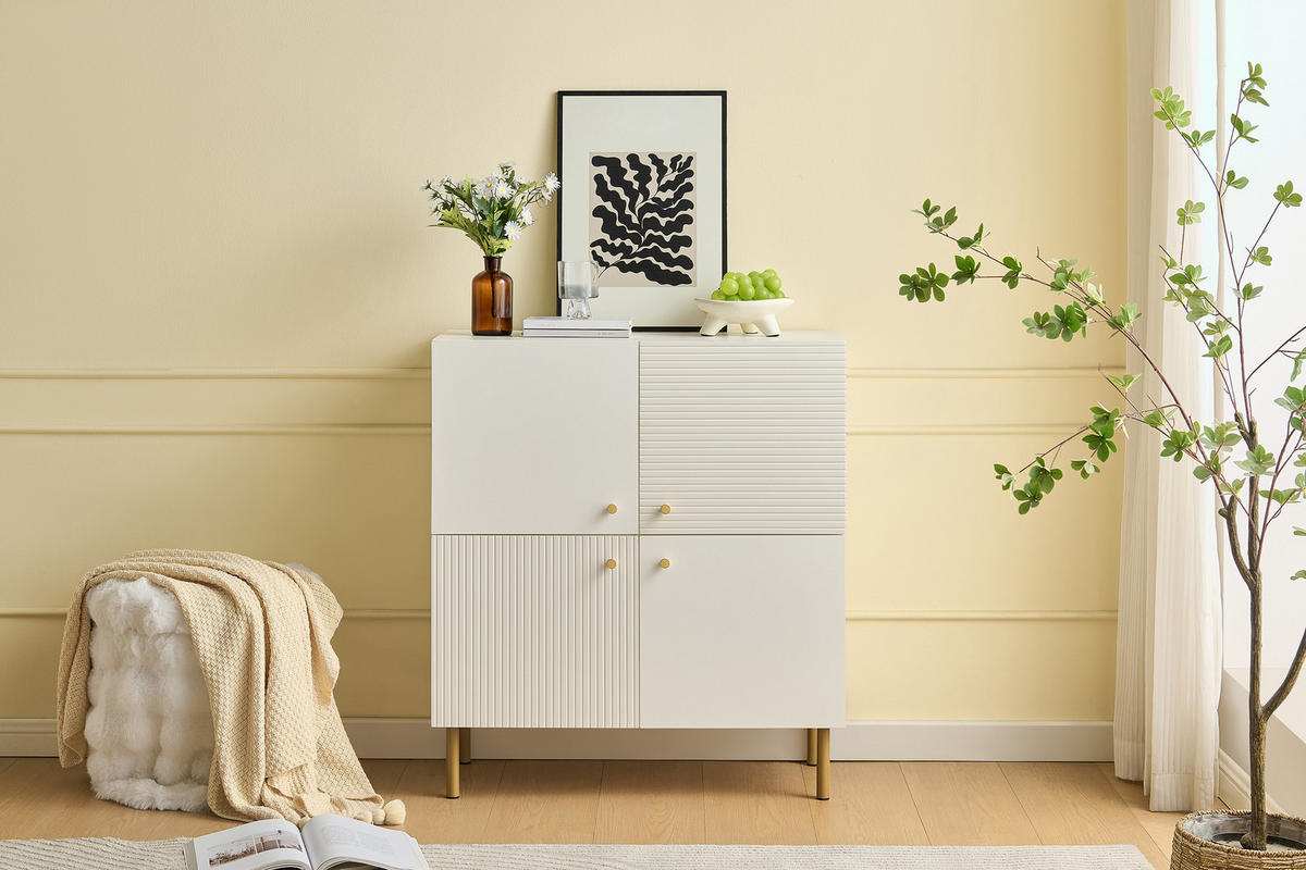 SIDEBOARD MDF weiß Metallbeine - Weiß, Holz (80/90/36cm) - Fortuna Lai