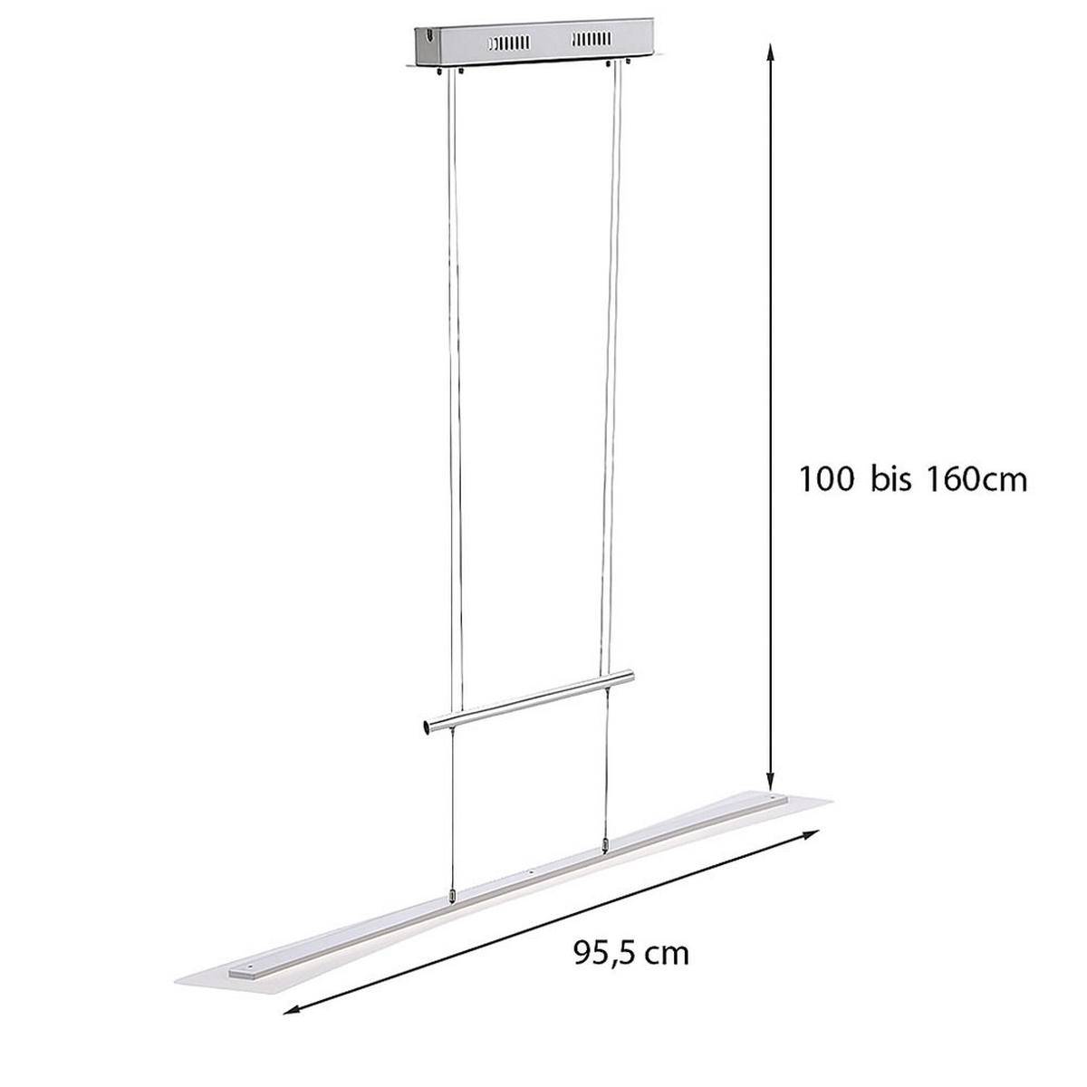 LED HÄNGELEUCHTE Chrom Silber satiniert - Silberfarben, Metall (98.5/9.8/160cm)