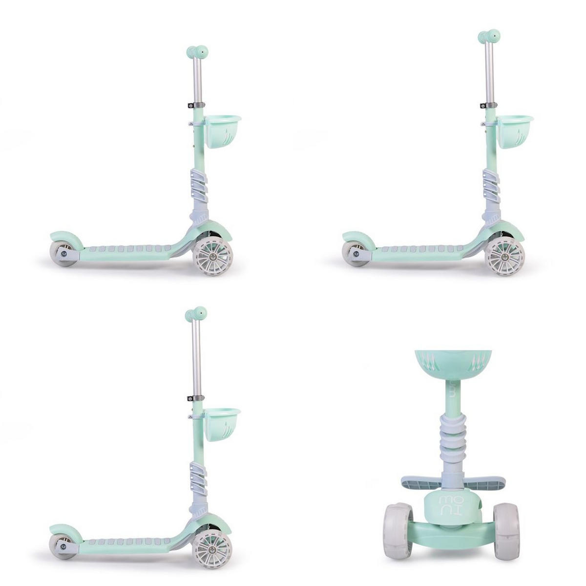 KINDERROLLER Bubblegum 2 in 1 grün Höhe einstellbar, Sitz abnehmbar, 3 Räder - Grün, Kunststoff (56/29/70cm) - Moni