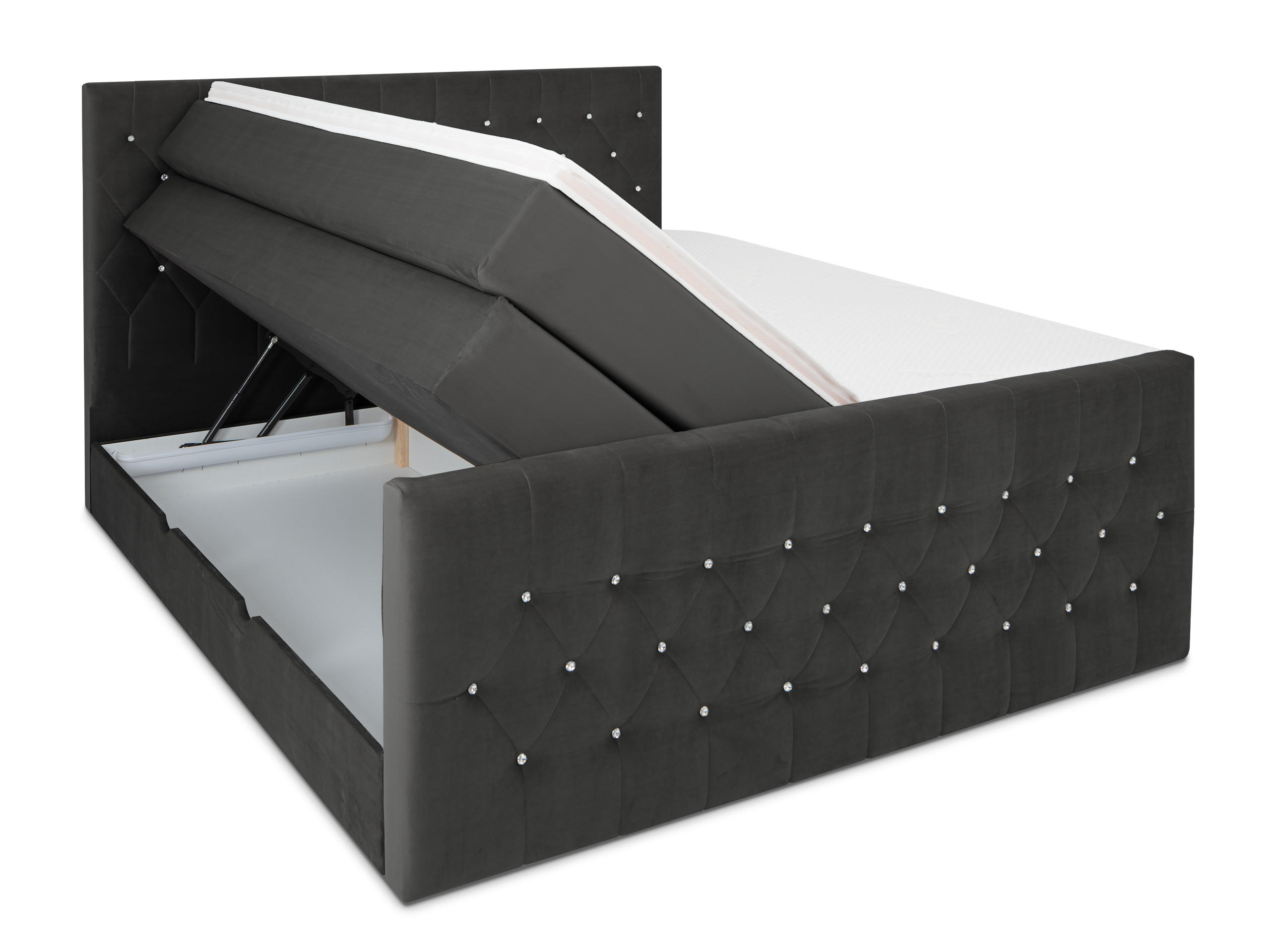 BOXSPRINGBETT Sira Anthrazit 160/200 cm H2/H3 Samt - Anthrazit, Textil (160/200cm) - wonello