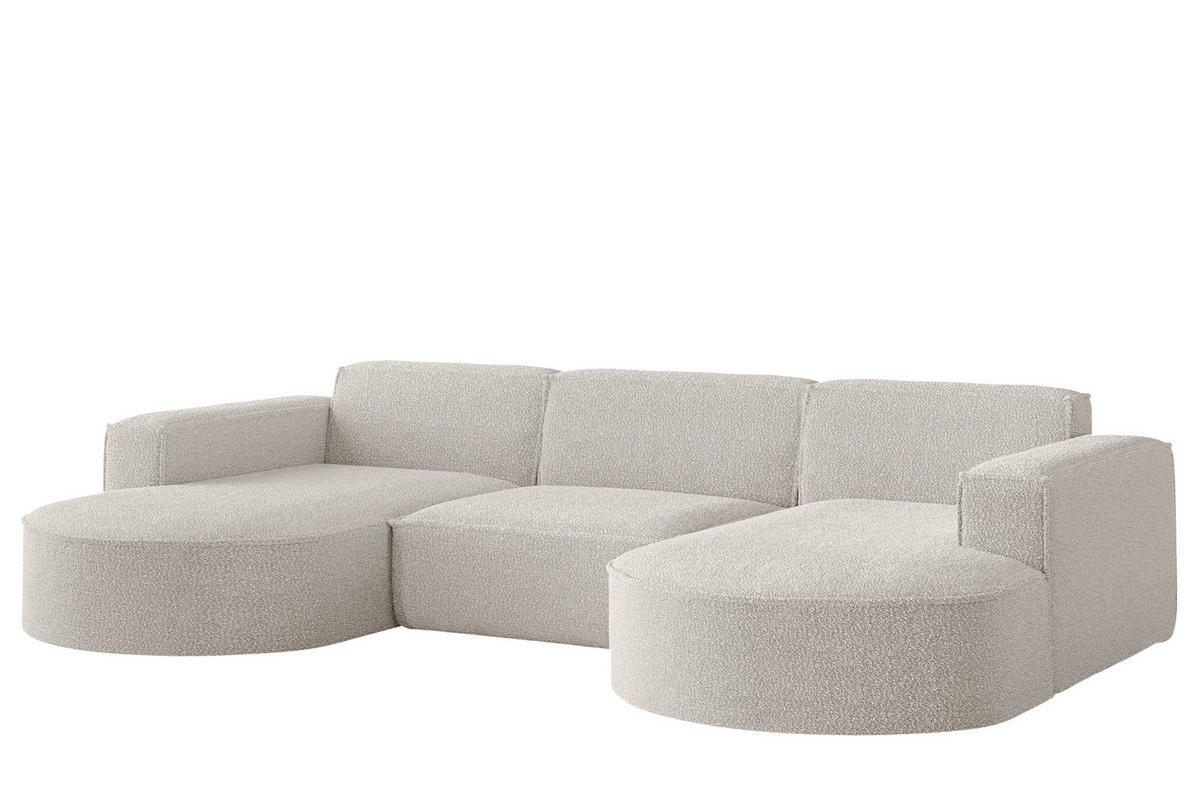 WOHNLANDSCHAFT Palma In Ascot - Perlmutt, Holzwerkstoff/Textil (299/78/165cm) - Fun Möbel