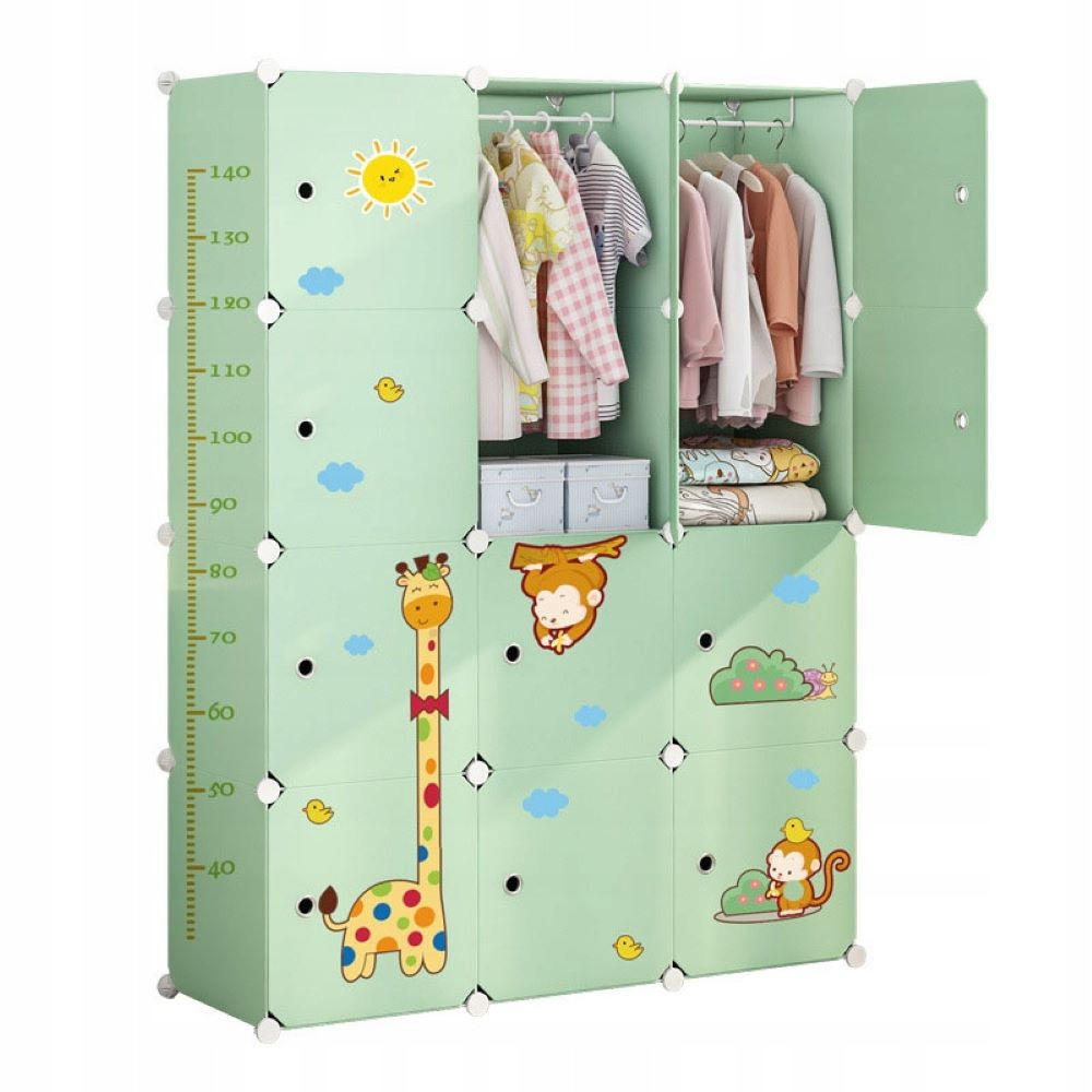 MODULARER KLEIDERSCHRANK für Kinder 147/111/47 cm - Grün, Kunststoff (111/147/147cm) - MUVU