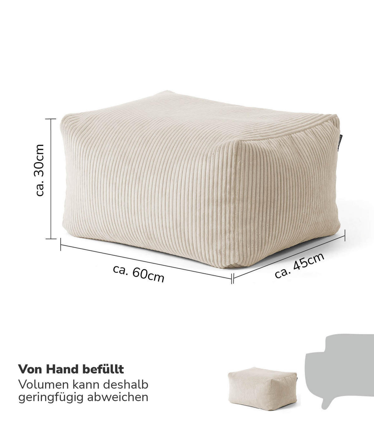 POUF Der Ruhestifter - Beige, Textil (65/35/55cm) - Mokebo