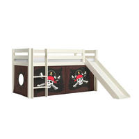 HOCHBETT mit Rutsche Karolina Massivholz Weiß Textilset Caribian - Weiß/Braun, Holz (90/200cm) - 58aufmkessel