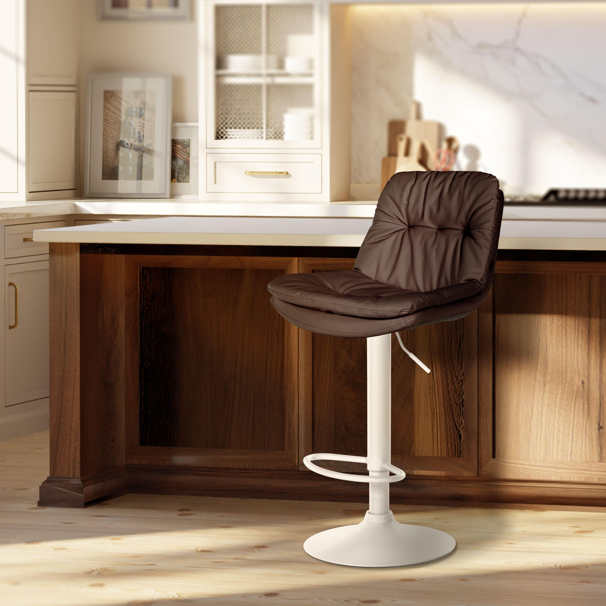 BARHOCKER Lederlook braun - Schwarz/Braun, Textil (46/92/54cm) - CLP