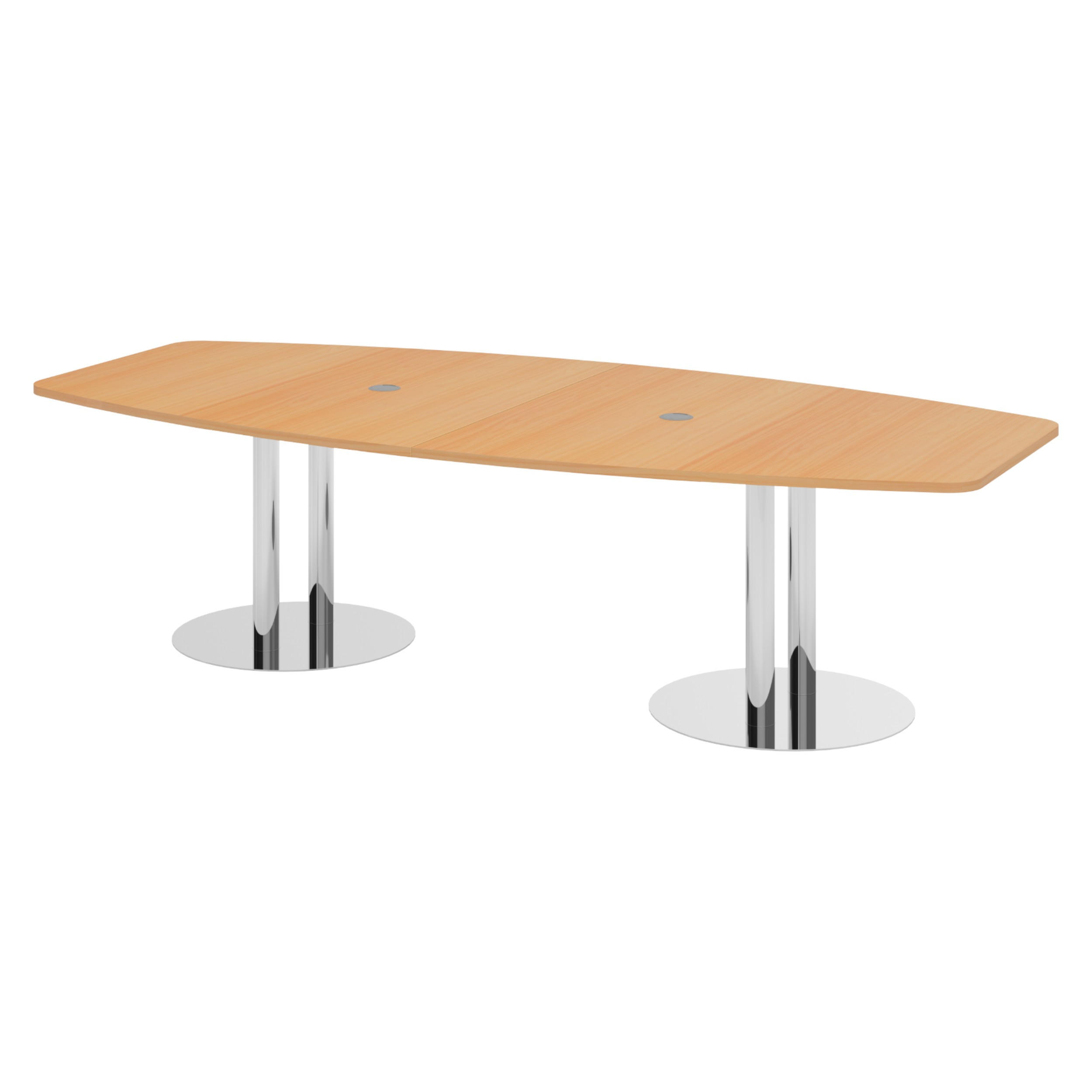 KONFERENZTISCH mittel KT28 130/280/74,5 cm in Buchefarben/Chromsäulen - Chromfarben/Buchefarben, Holzwerkstoff (130/280/74.5cm) - bümö