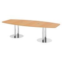 KONFERENZTISCH mittel KT28 130/280/74,5 cm in Buchefarben/Chromsäulen - Chromfarben/Buchefarben, Holzwerkstoff (130/280/74.5cm) - bümö