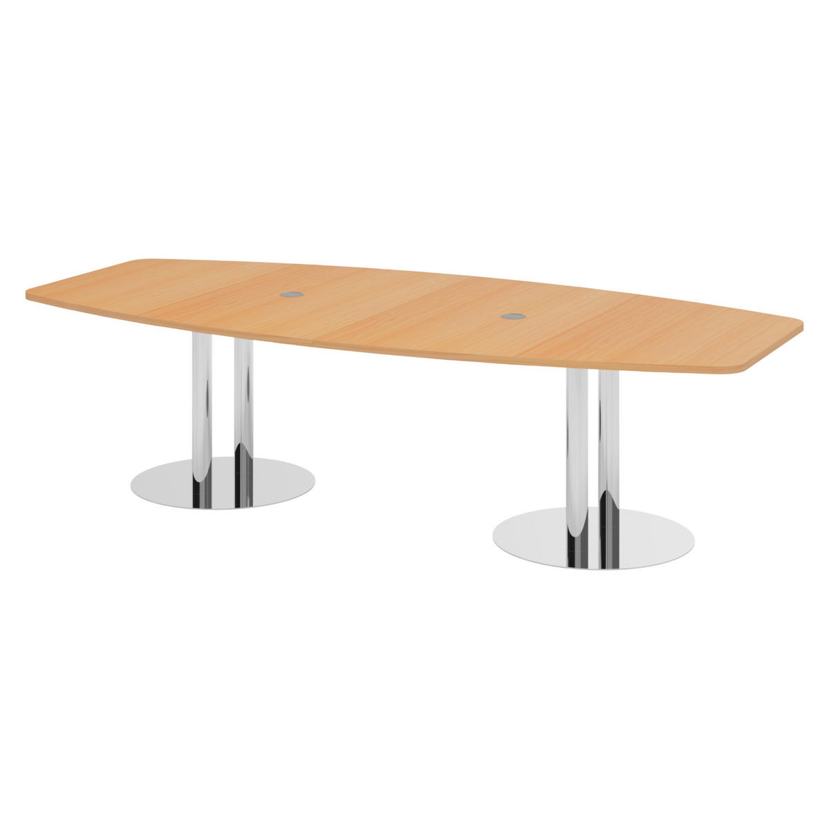 KONFERENZTISCH mittel KT28 130/280/74,5 cm in Buchefarben/Chromsäulen - Chromfarben/Buchefarben, Holzwerkstoff (130/280/74.5cm) - bümö