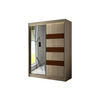 KLEIDERSCHRANK mit LED, Spiegel und Schiebetüre LOSTE - 200 cm Sonoma|Braun - Braun/Sonoma Eiche, Holzwerkstoff (200/215/61cm) - ALTDECOR