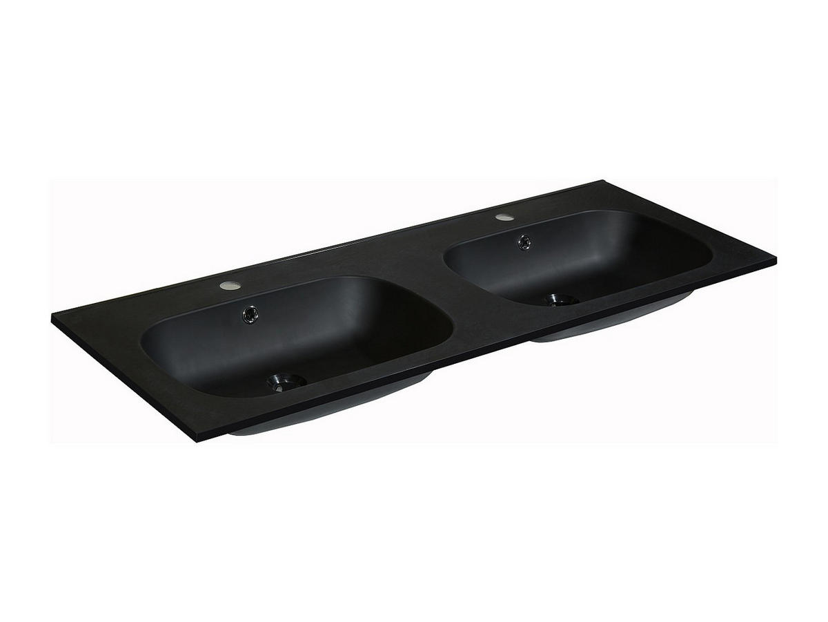 EINBAUWASCHBECKEN - 120 cm x 46 cm - Harz - Schwarz - ATIWA - Schwarz, Kunststoff (120/14.5/46cm) - Vente-Unique