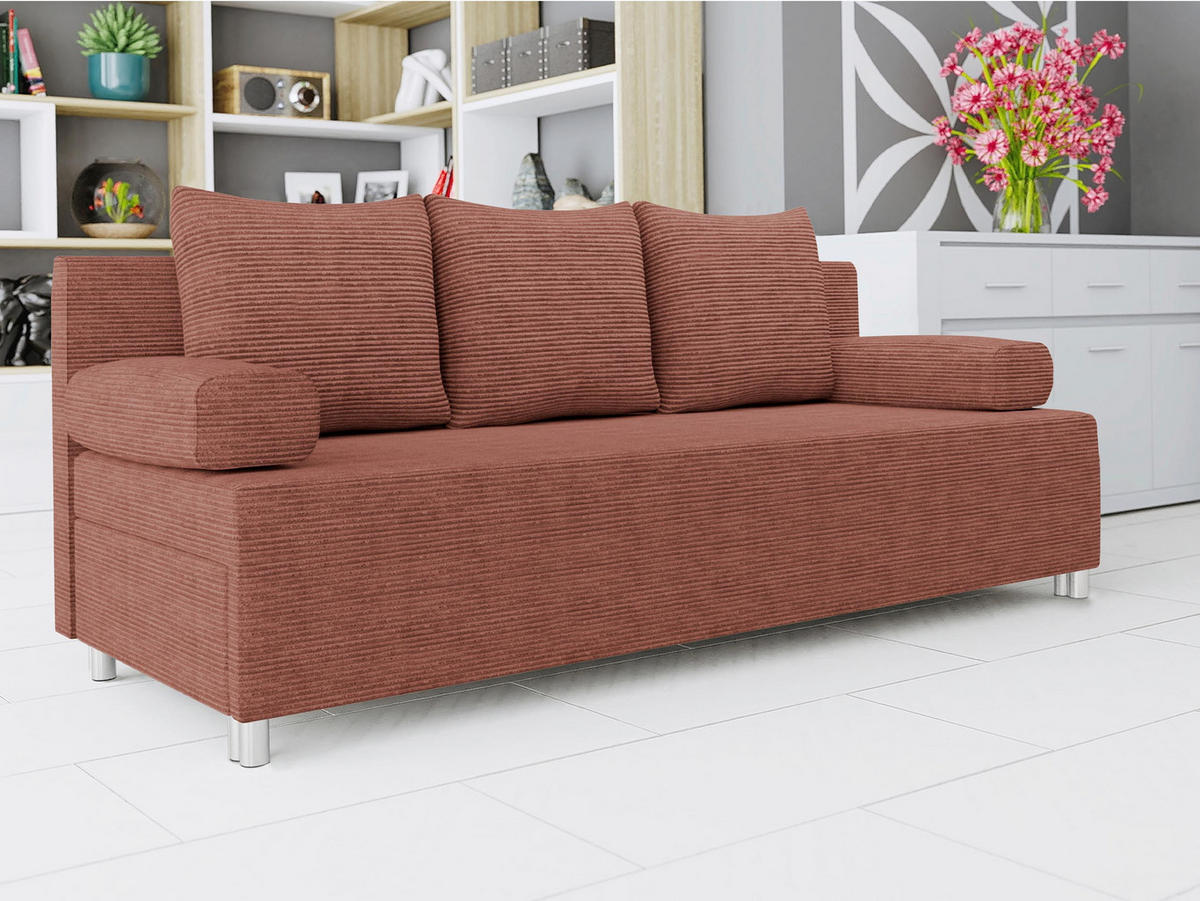 SCHLAFSOFA Dover Cord - Chromfarben/Rosa, Holz/Kunststoff (192/86/80cm) - MIRJAN24