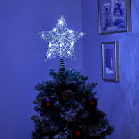 LED-TANNENBAUMSPITZE mit Befestigungsclip und Timerfunktion 3000K Metall silber kaltweiß - Weiß, Kunststoff (5/21/24cm) - Northpoint