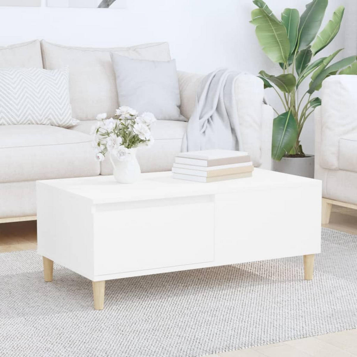 COUCHTISCH Weiß 90x50x36,5 cm Holzwerkstoff - Weiß, Holzwerkstoff (90/50/36.5cm) - furnicato