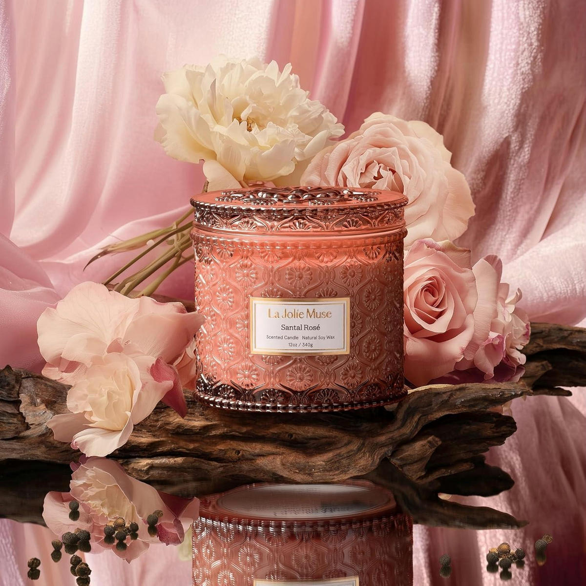 DUFTKERZE Santal Rosé Sojawachs 340 g - Rosa, Paraffin (4cm)