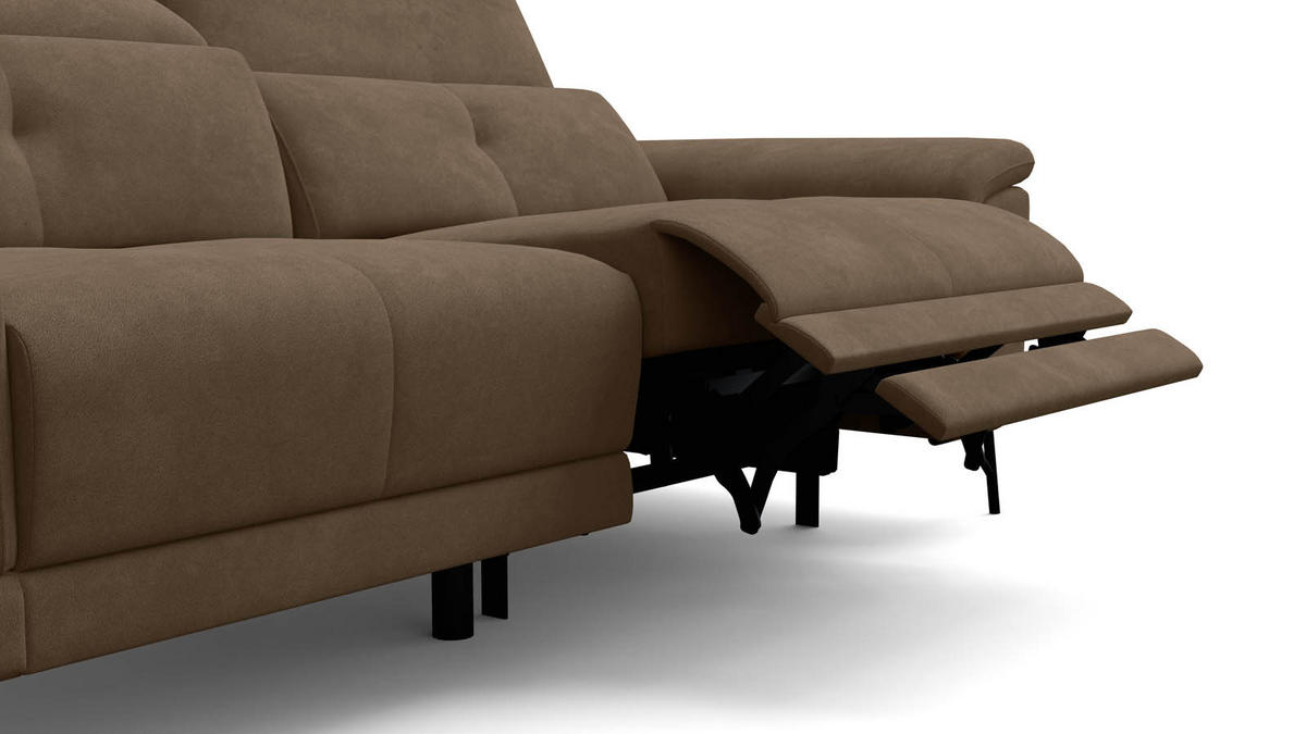 SOFA RELAX AVENA 3-Sitzer, brauner Veloursstoff - Schwarz/Braun, Holz/Textil (204/80/108cm) - Wozimo
