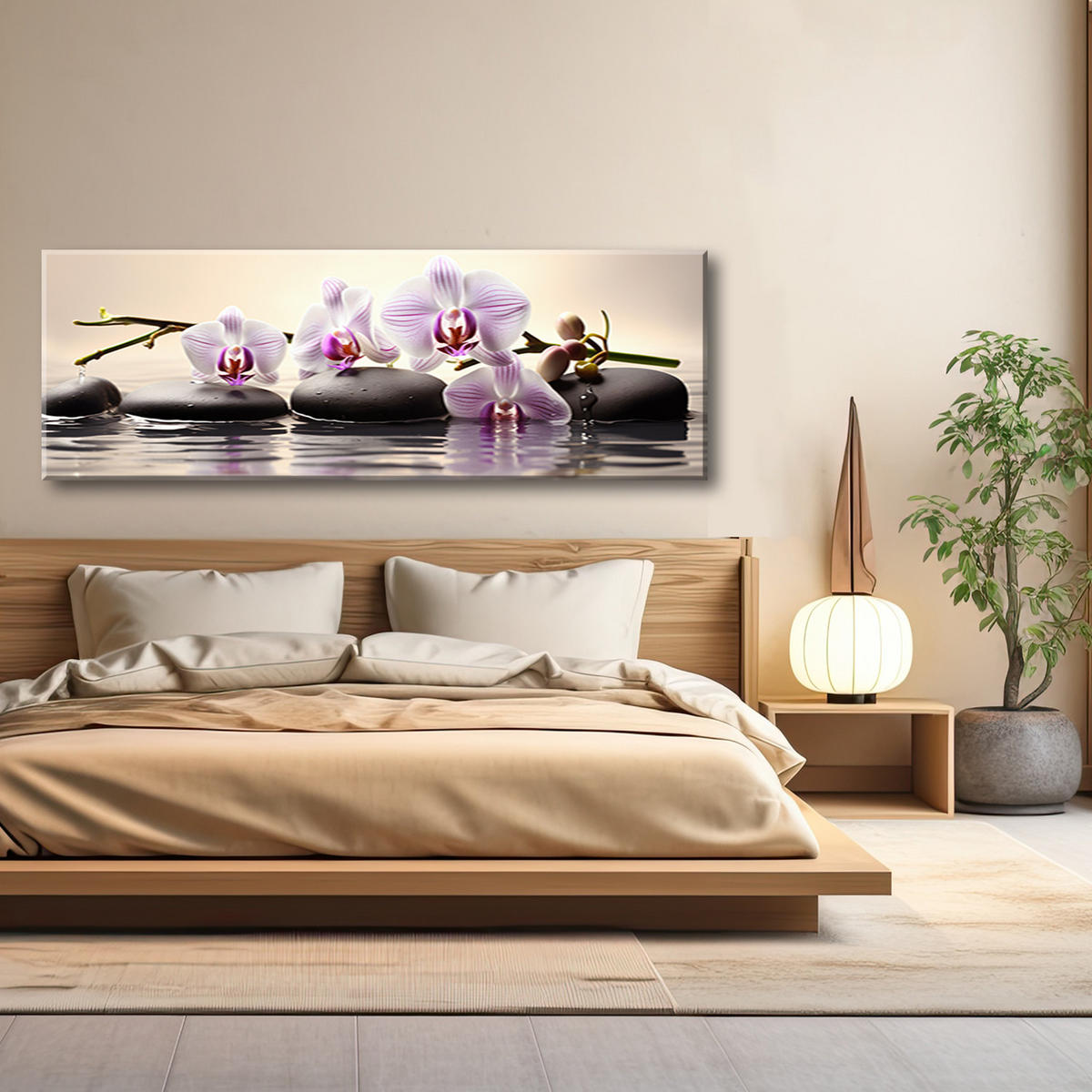 WANDBILD orientalische orchideen - Pink, Textil (90/30cm) - Feeby