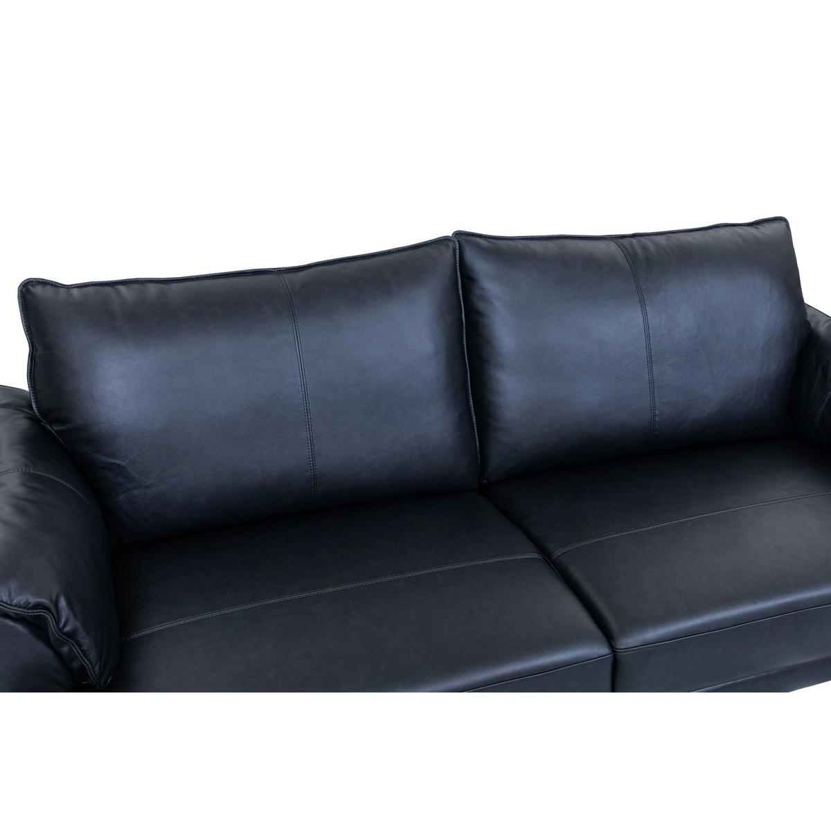 DREISITZER-SOFA Echtleder Schwarz - Schwarz, Leder/Metall (195/88/90cm) - Furnhouse