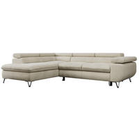 ECKSOFA PEDRO L Beige Velvet - Links Seite - Beige/Schwarz, Textil/Metall (208/273cm) - MKS