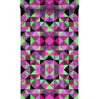 TAPETE kubistisches Muster 53 cm x 10.05 m - Pink, Papier (53/1000cm) - Origin Wallcoverings