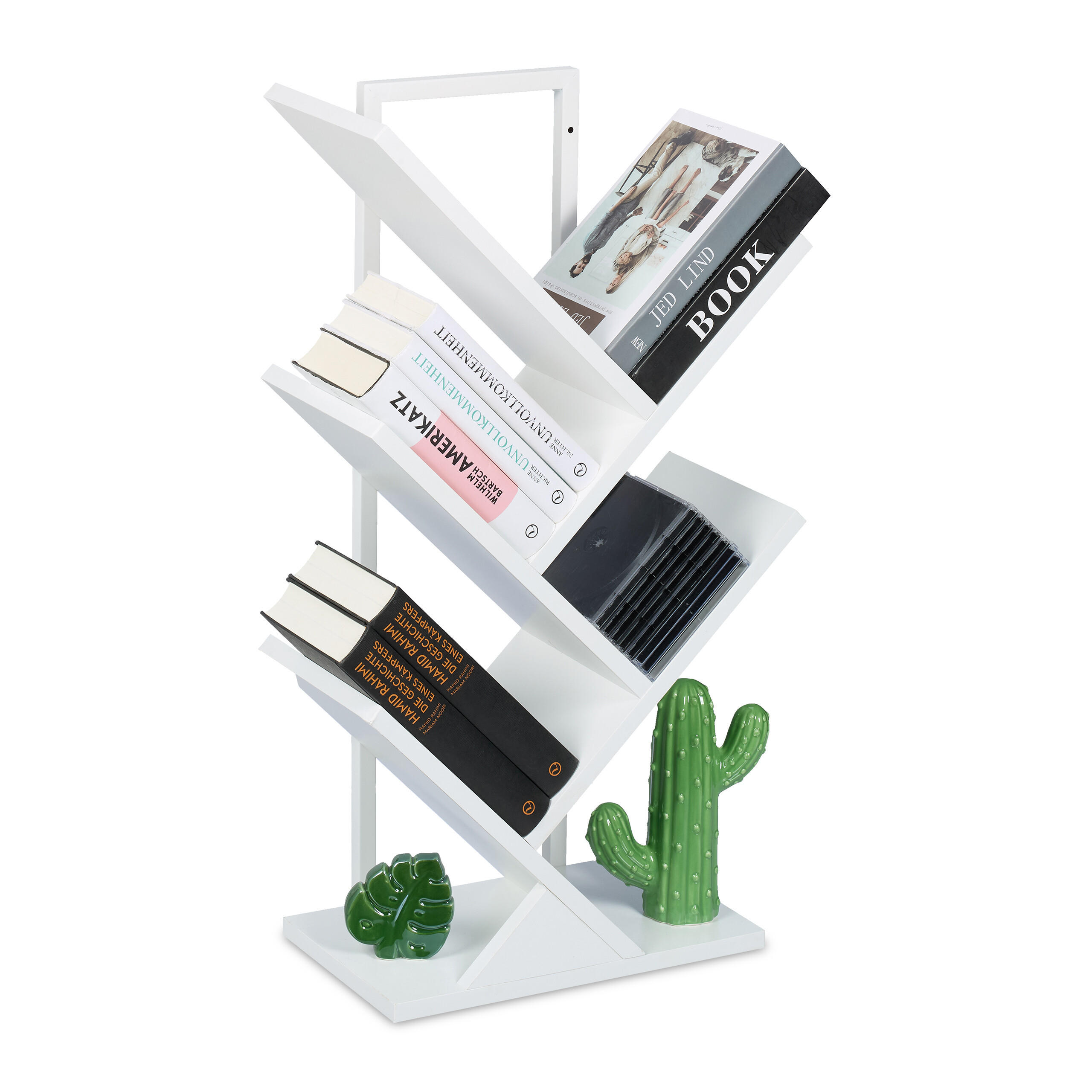 BÜCHERREGAL - Weiß, Holzwerkstoff/Metall (40/71/21.5cm) - Relaxdays