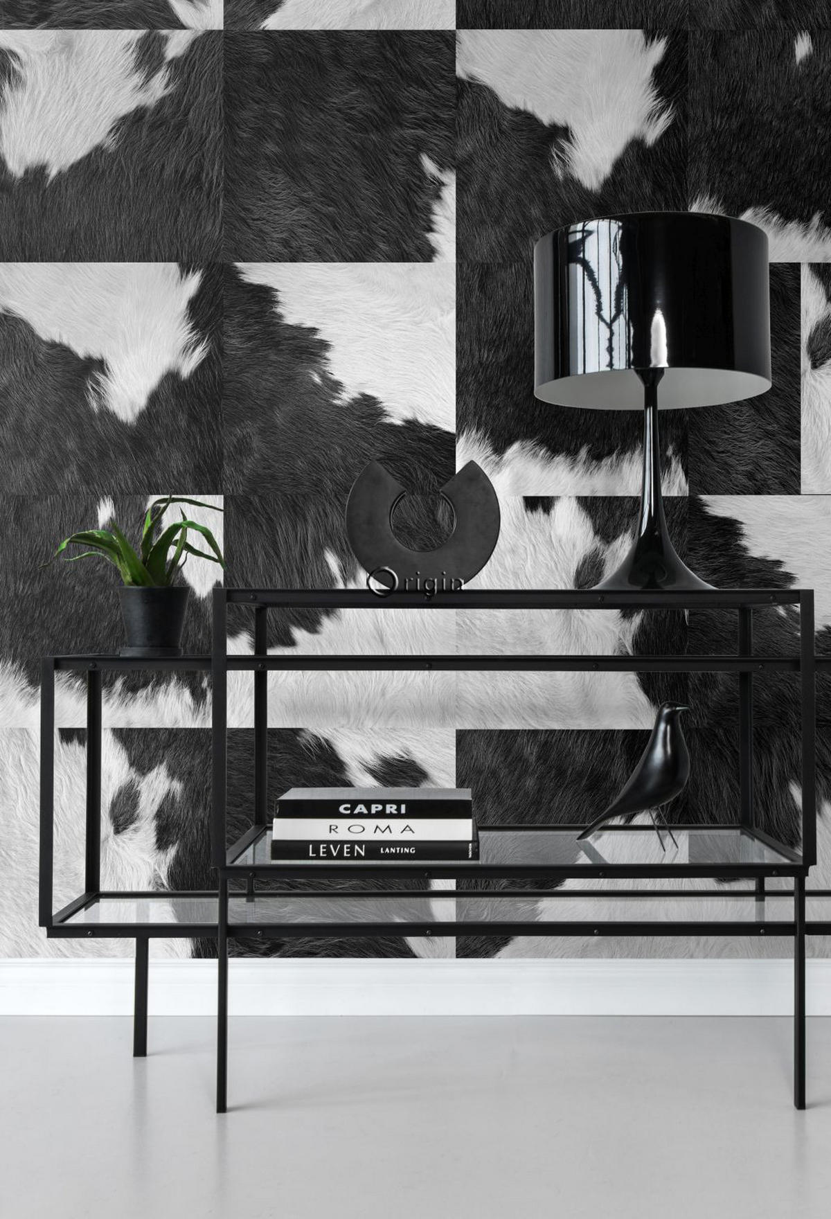 XXL-VLIESTAPETE Kuhfell-Optik 50 x 900 cm - Schwarz, Papier (50/900cm) - Origin Wallcoverings