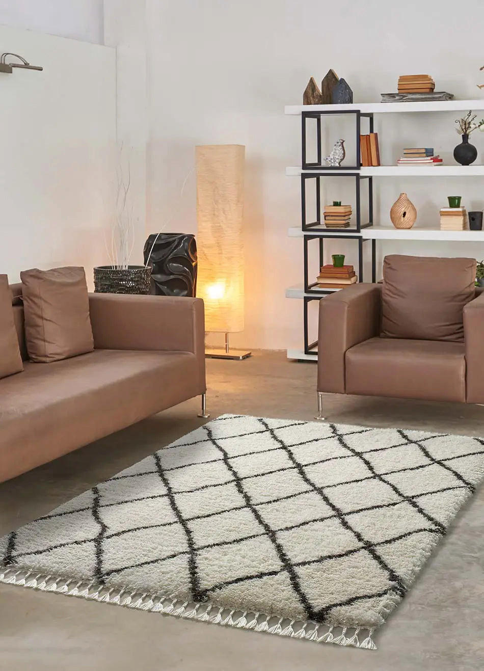 Thumbnail - Atticgo Hochflorteppich, Weiß, Textil, Ethno, Rechteckig, 60x120 cm, Oeko-Tex® Standard 100, antistatisch, für Fußbodenh...