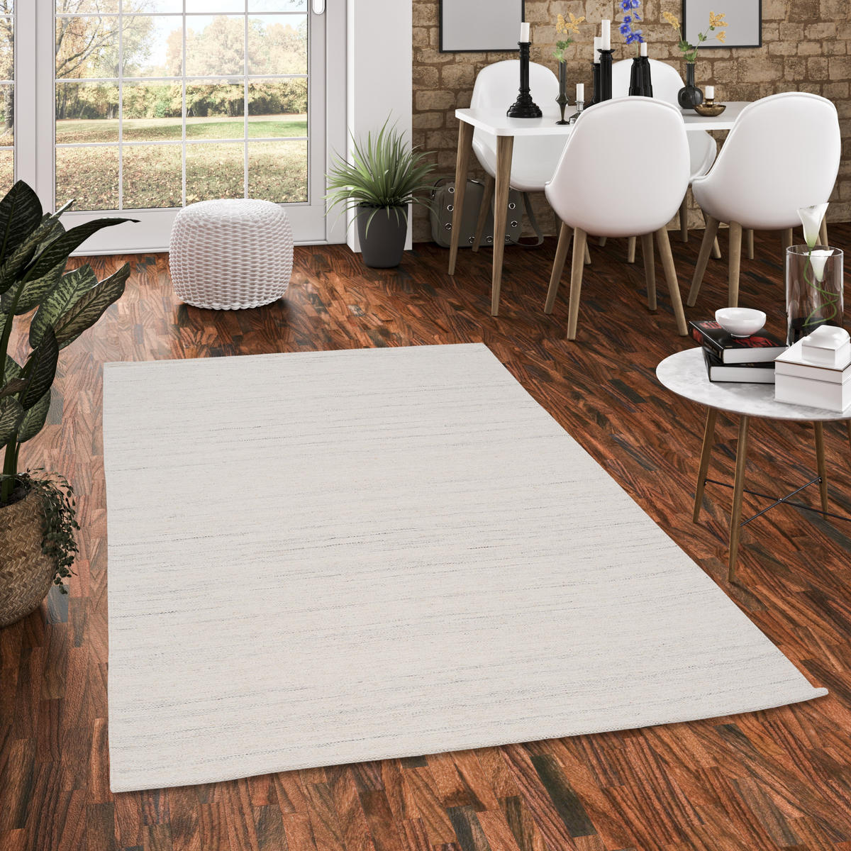 WOLLTEPPICH KELIM NATUR WOOLLY - Grau, Textil (140/200cm) - Pergamon