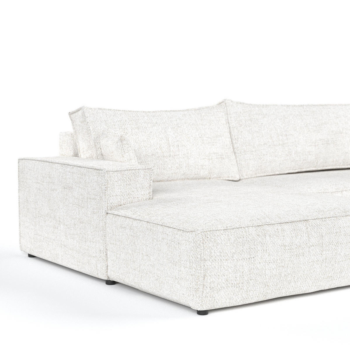 WOHNLANDSCHAFT NUBO mit Schlaffunktion Creme im Neve Stoff - Creme/Schwarz, Holz/Holzwerkstoff (398/70/148cm) - AltaBeds