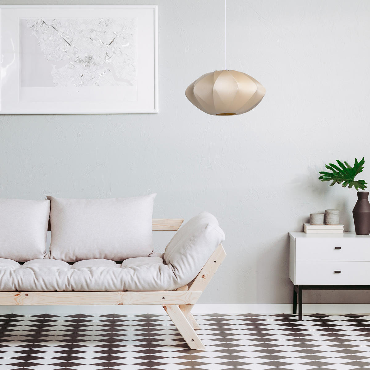 PENDELLEUCHTE Hugo Pd1 Jasmin - Weiß, Metall (40/40/22.9cm) - Paco Home