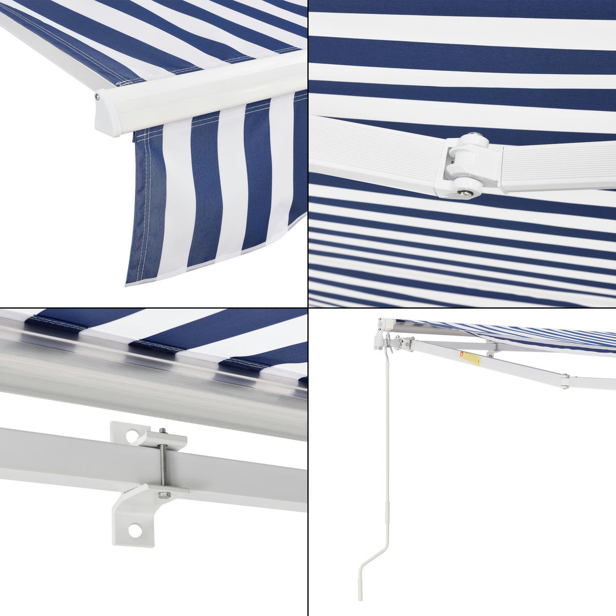 GELENKARMMARKISE Bitonto - Blau/Weiß, Textil (250/0.1/200cm) - [en.casa]