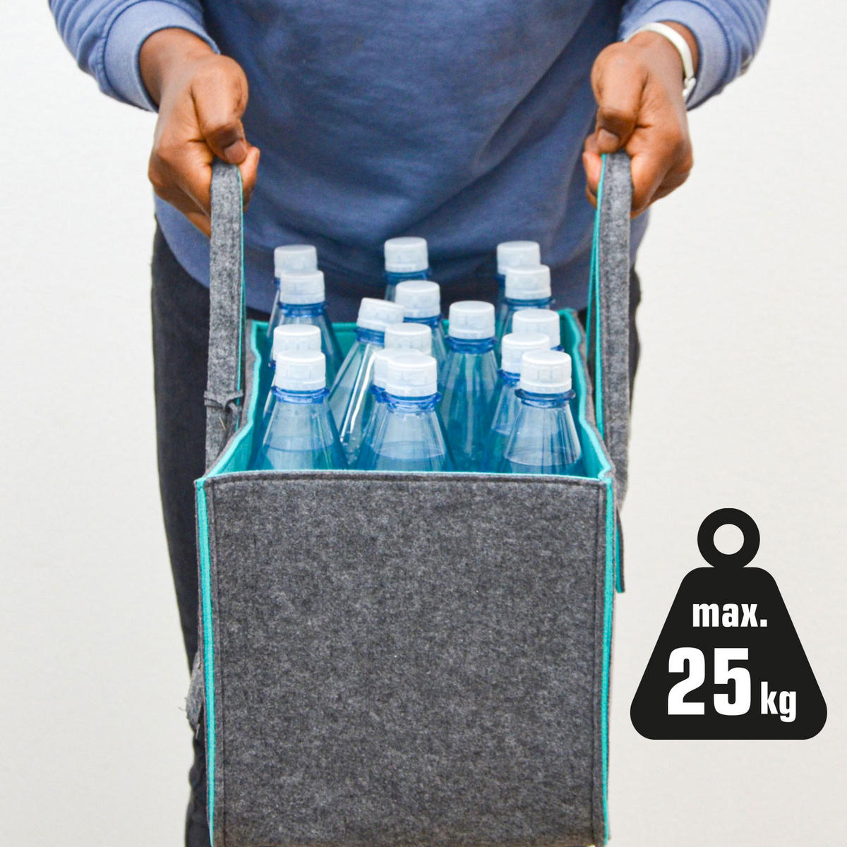 FILZTASCHE Kaminholzkorb - 2er Set - 50x25x25cm - Shopper Einkaufstasche - Grau, Kunststoff (50/25/25cm) - Dunedesign