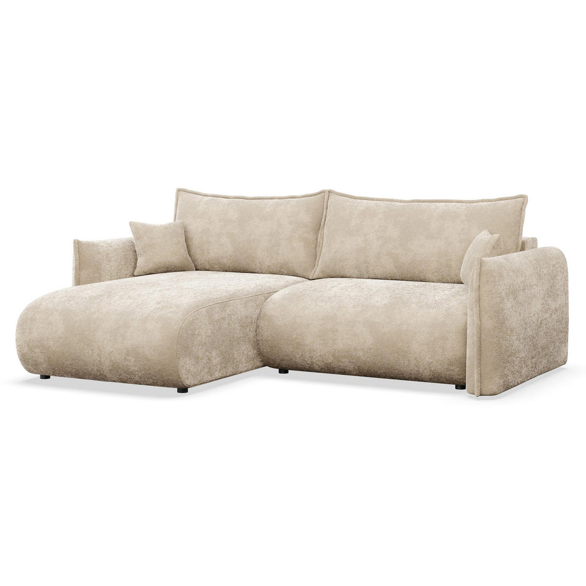 ROHOVÁ SEDAČKA Cushi, levý roh, béžová žinylka - černá/béžová, textil/plast (252/183cm) - Selsey