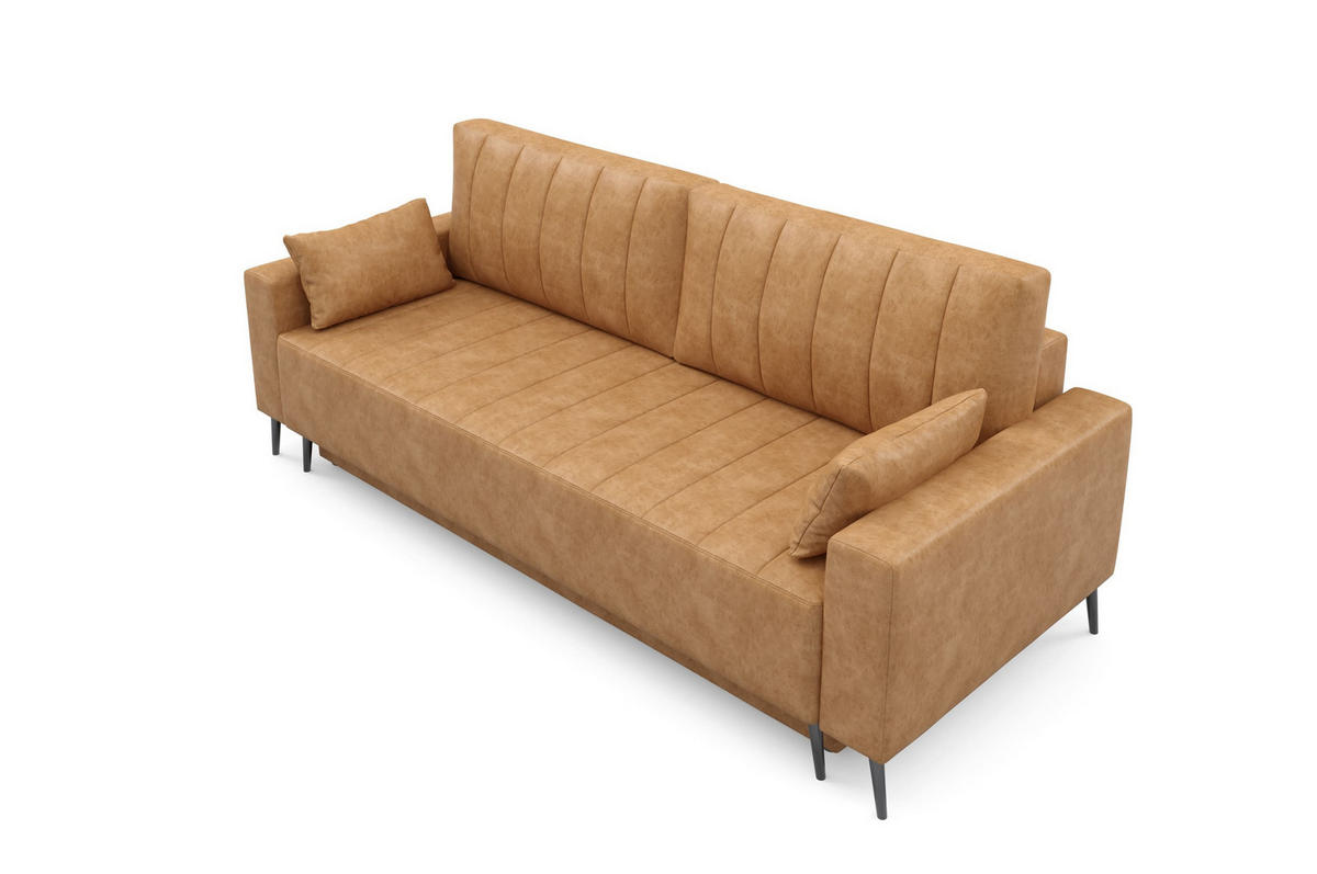 SCHLAFSOFA - Sofa Retros - Mustard (Goya 06) - Dunkelorange, Holz (229/95/99cm) - Möblo