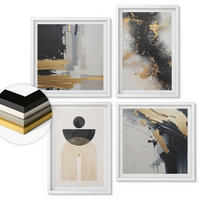 WANDBILDER 4er-Set - 50x50 cm & 40x60 cm Weißer Rahmen - Abstrakte Geometrie-Komposition - Weiß, Kunststoff (50/50cm) - ArtPrintCave