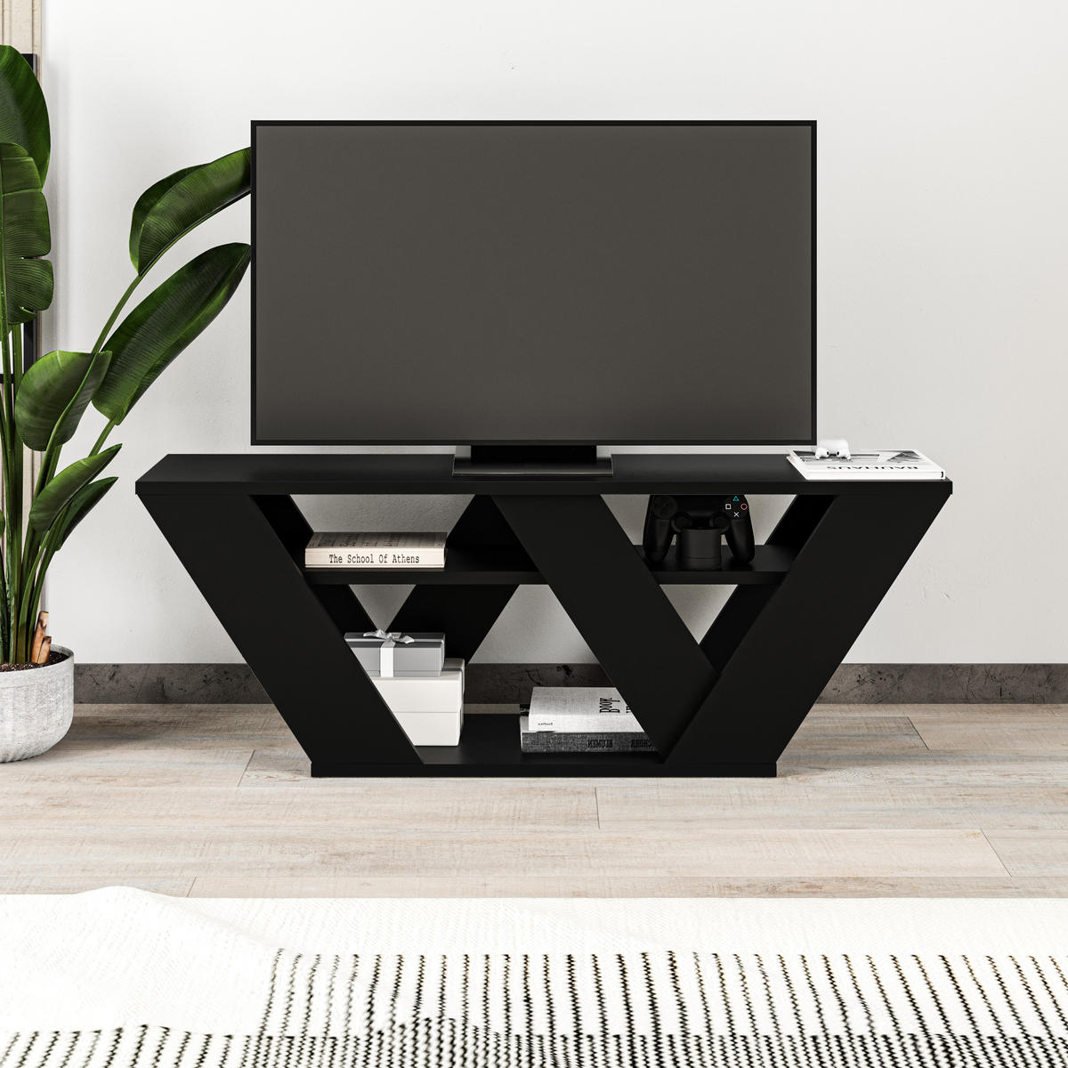 TV-LOWBOARD Pipralla Schwarz 110/30/40 cm - Schwarz, Holzwerkstoff (110/40/30cm) - Decortie