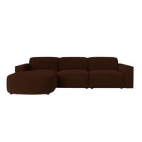 ECKSOFA Cursal Round L-Form, Stoff Poso, Braun, Links - Braun, Holz (284/166cm) - Kaiser Möbel