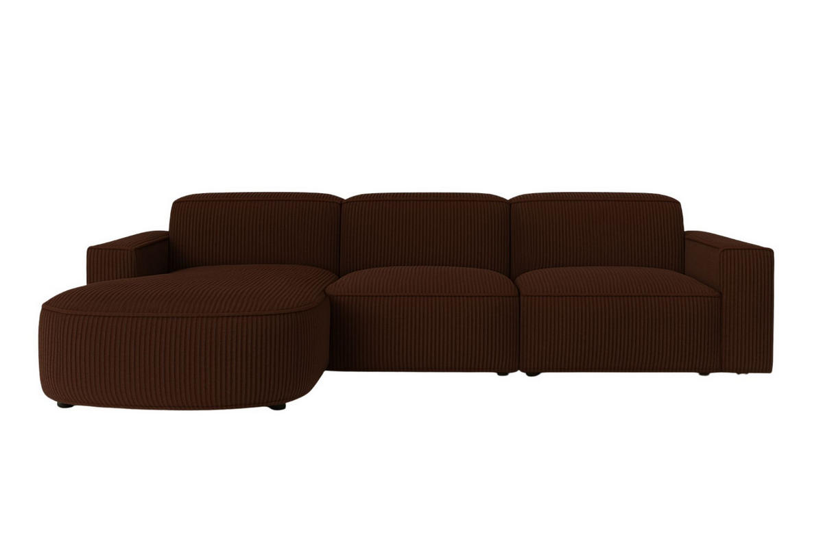 ECKSOFA Cursal Round L-Form, Stoff Poso, Braun, Links - Braun, Holz (284/166cm) - Kaiser Möbel