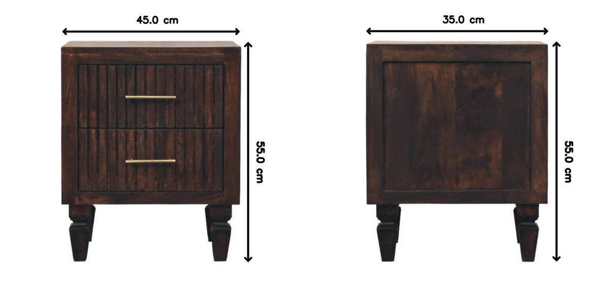 NACHTKASTEN Belmont, 2 Schubladen, Dunkelbraun - Dunkelbraun/Messingfarben, Holz/Metall (45/55/35cm) - Artisan Furniture
